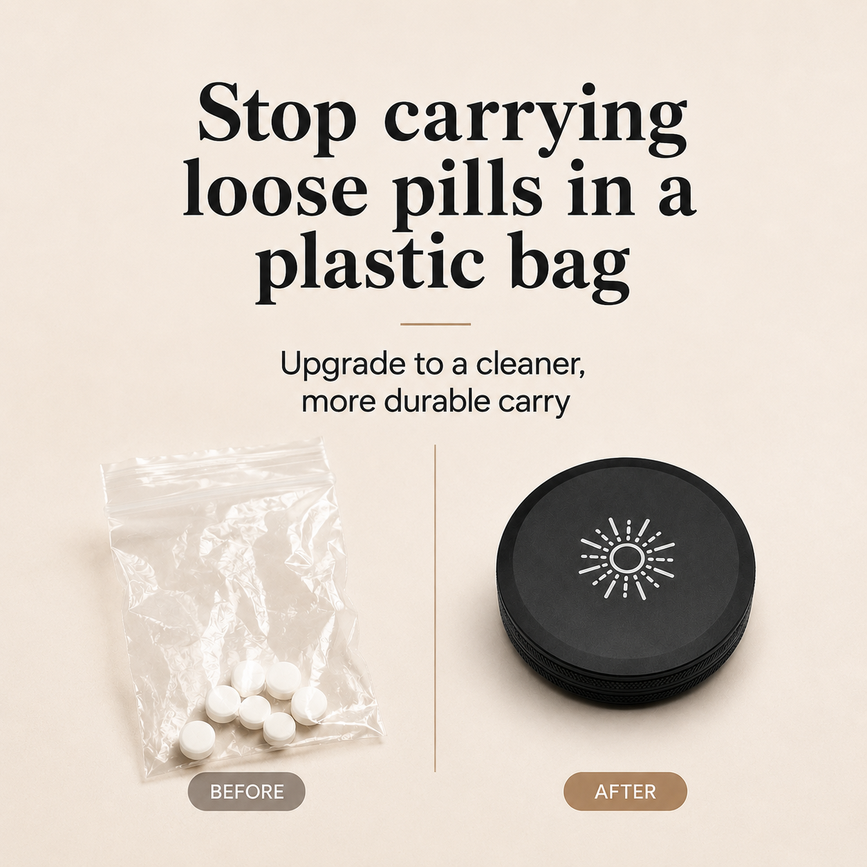HOTZ Aluminum Pill Holder, Slim Metal Pill Case for Pocket and Travel