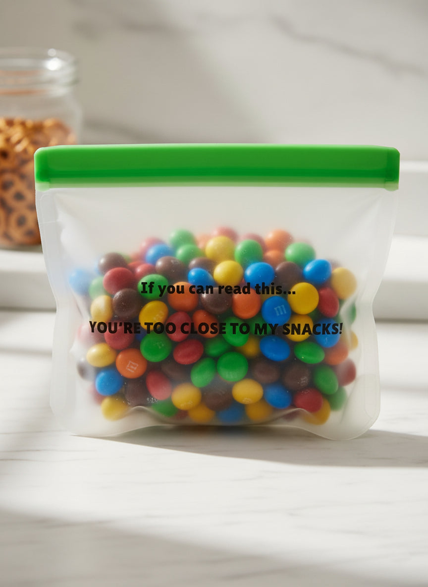 Set of 2: Funny Reusable Snack & Sandwich Bags