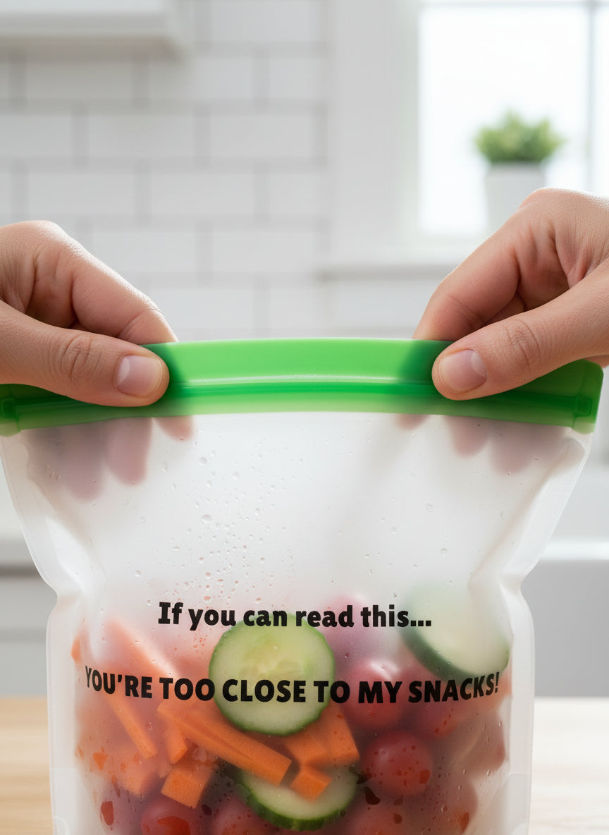 Set of 2: Funny Reusable Snack & Sandwich Bags