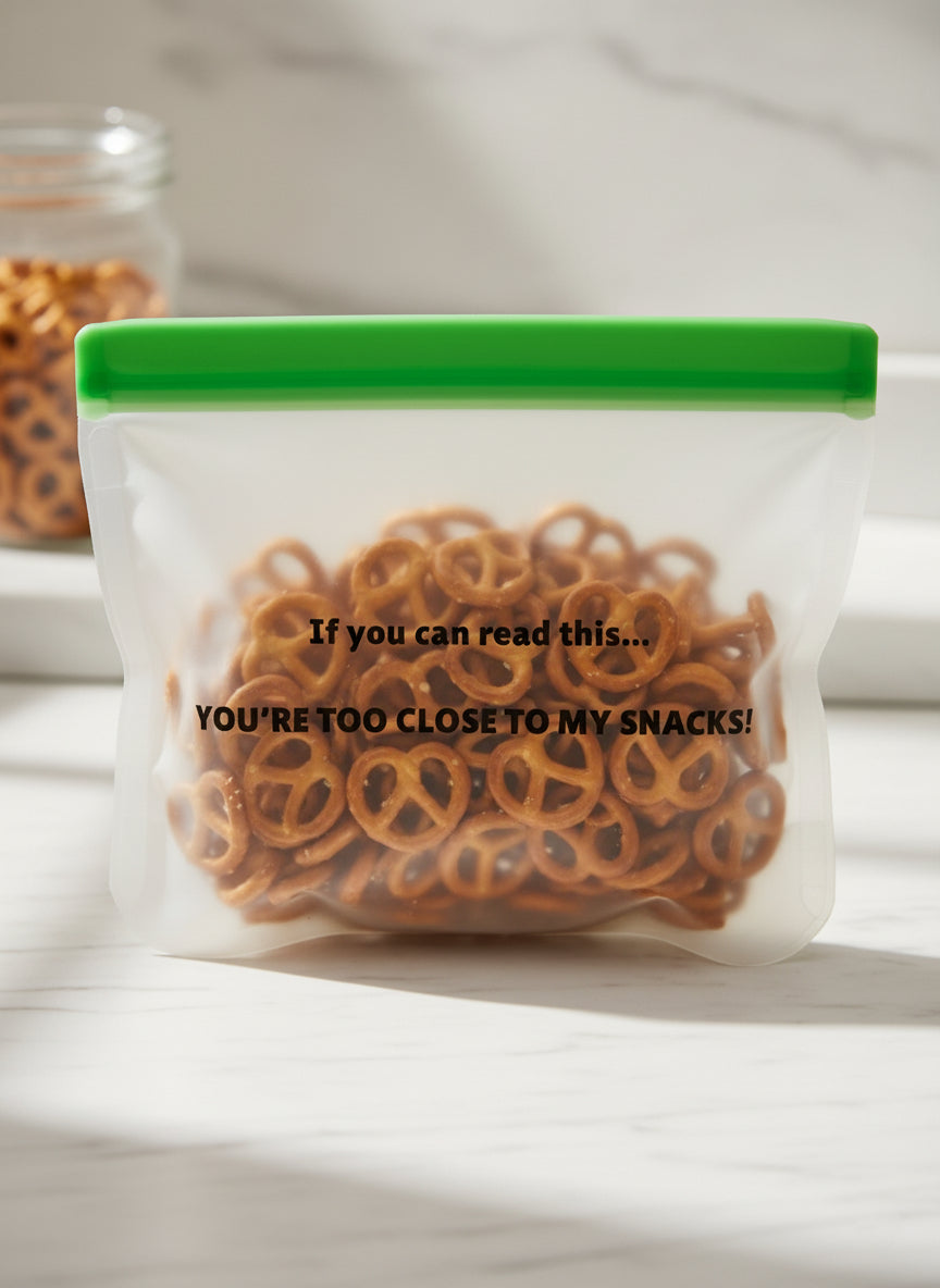 Set of 2: Funny Reusable Snack & Sandwich Bags