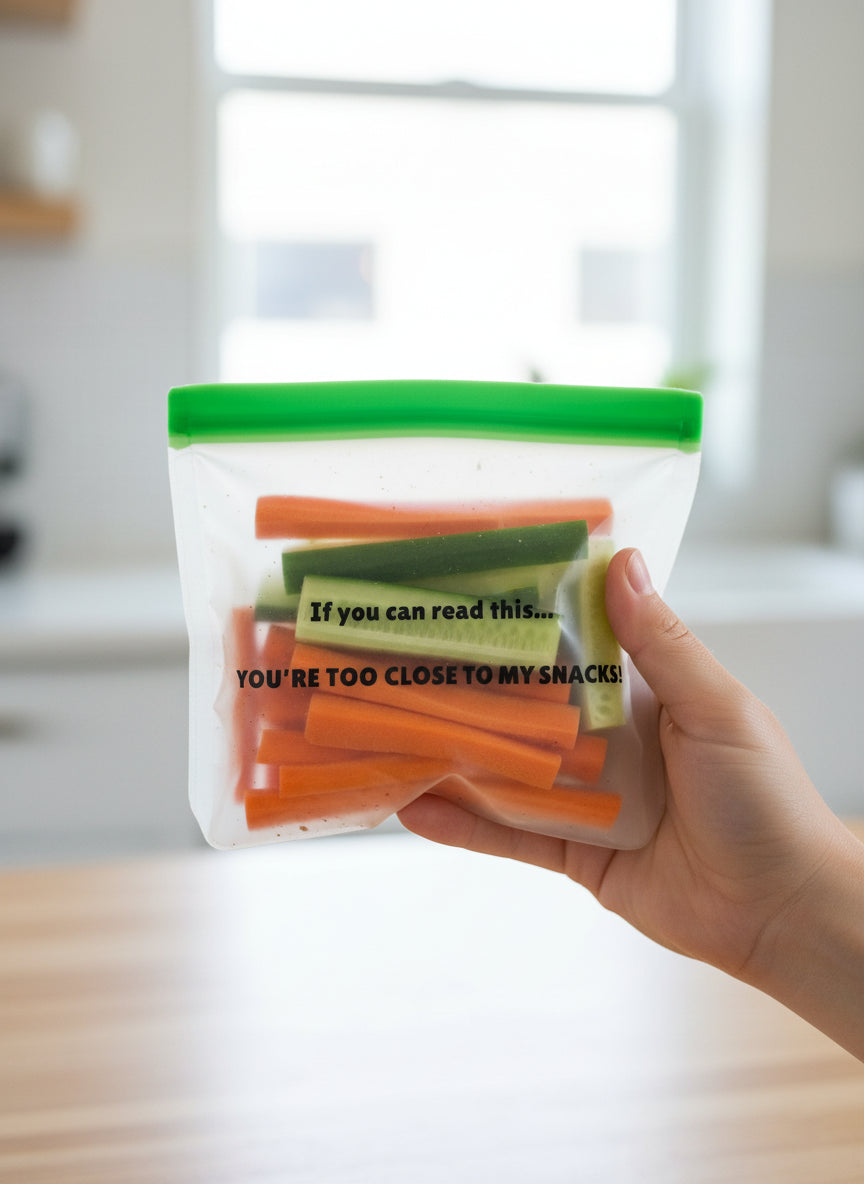 Set of 2: Funny Reusable Snack & Sandwich Bags