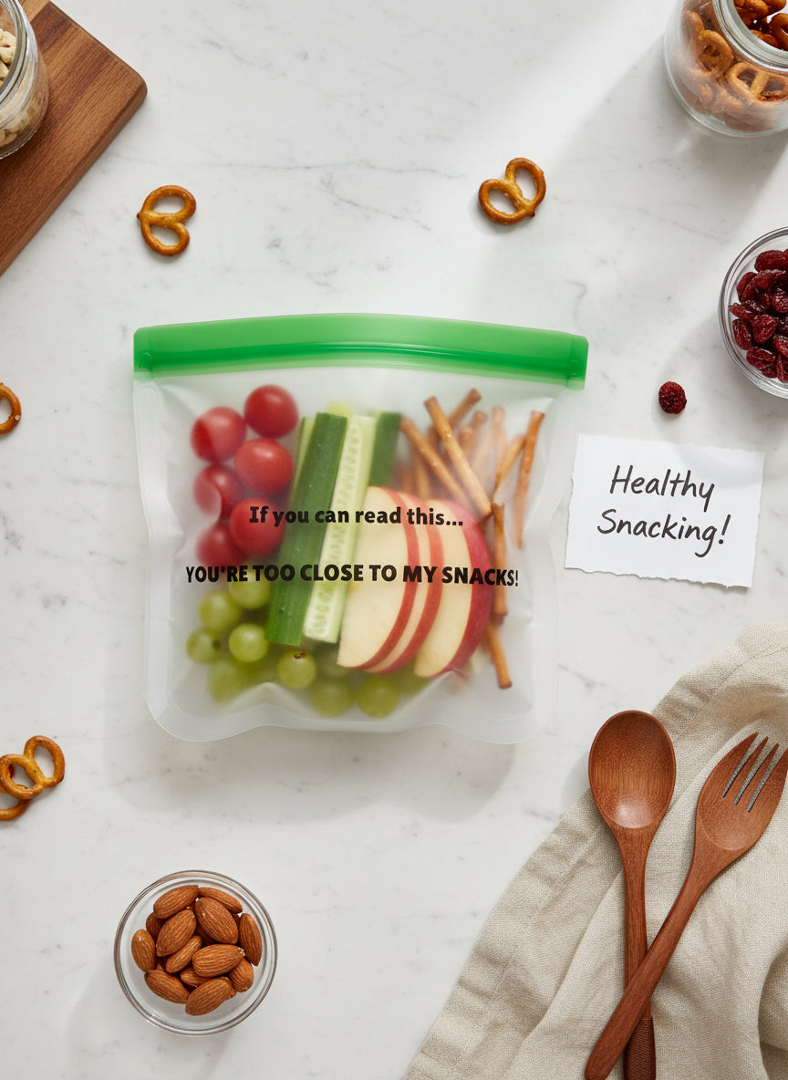 Set of 2: Funny Reusable Snack & Sandwich Bags