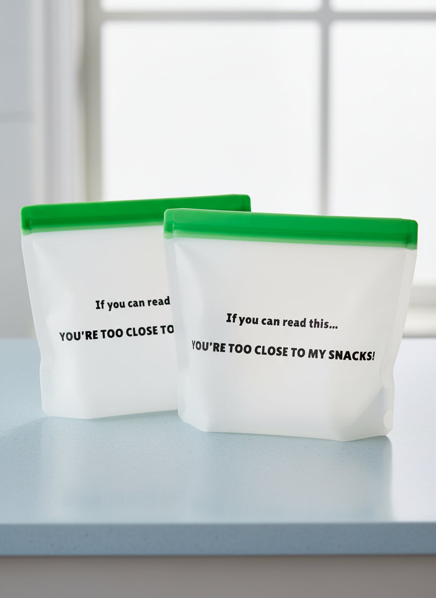 Set of 2: Funny Reusable Snack & Sandwich Bags