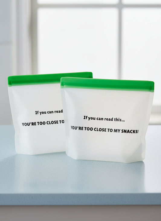 Set of 2: Funny Reusable Snack & Sandwich Bags
