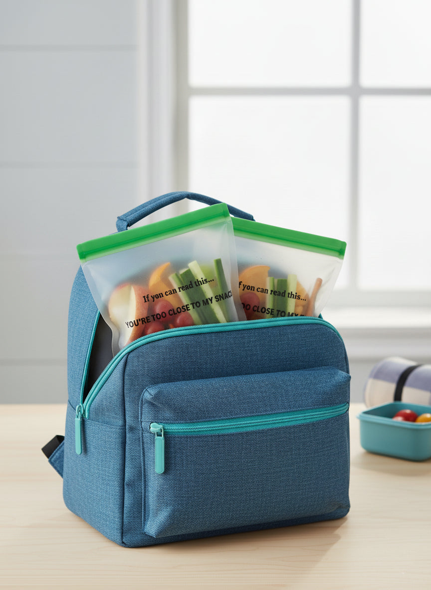 Set of 2: Funny Reusable Snack & Sandwich Bags